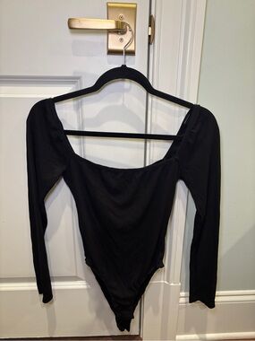 Princess Polly Black Long Sleeve Square Neck Bodysuit